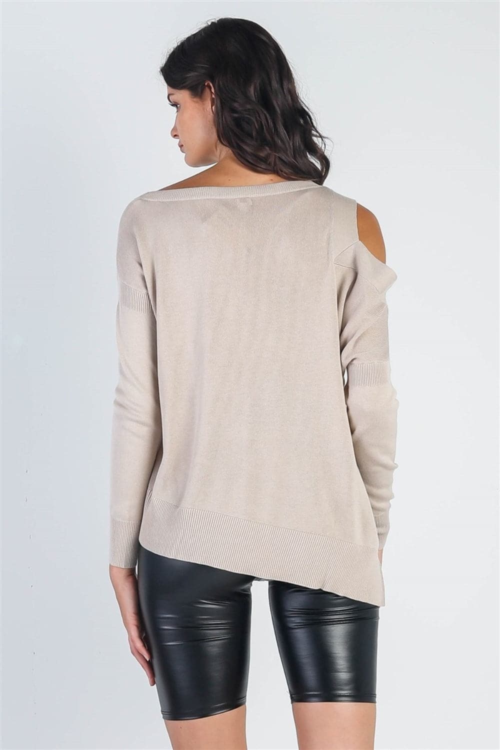 UNIQ Cold Shoulder Long Sleeve Knit Top.