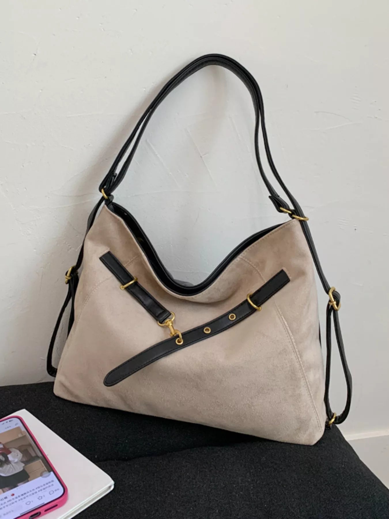 Adjustable Strap Handbag with Charm Simply Love