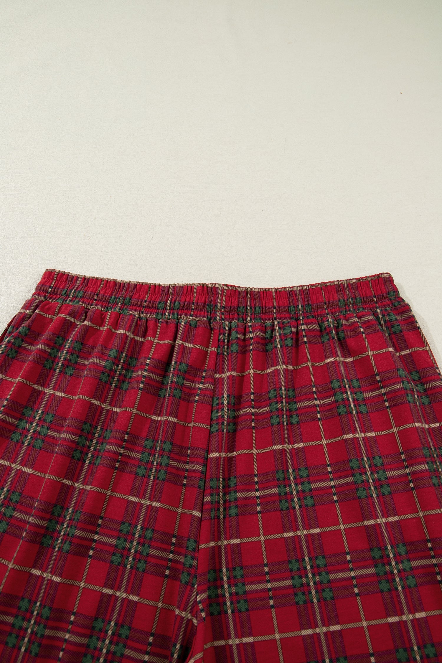 Red Plus Size Plaid Short Sleeve Shirt And Loose Pants Two Piece Pajama Set Cozy Sleepwear For Nighttime Comfort Dear-Lover Dropshipping