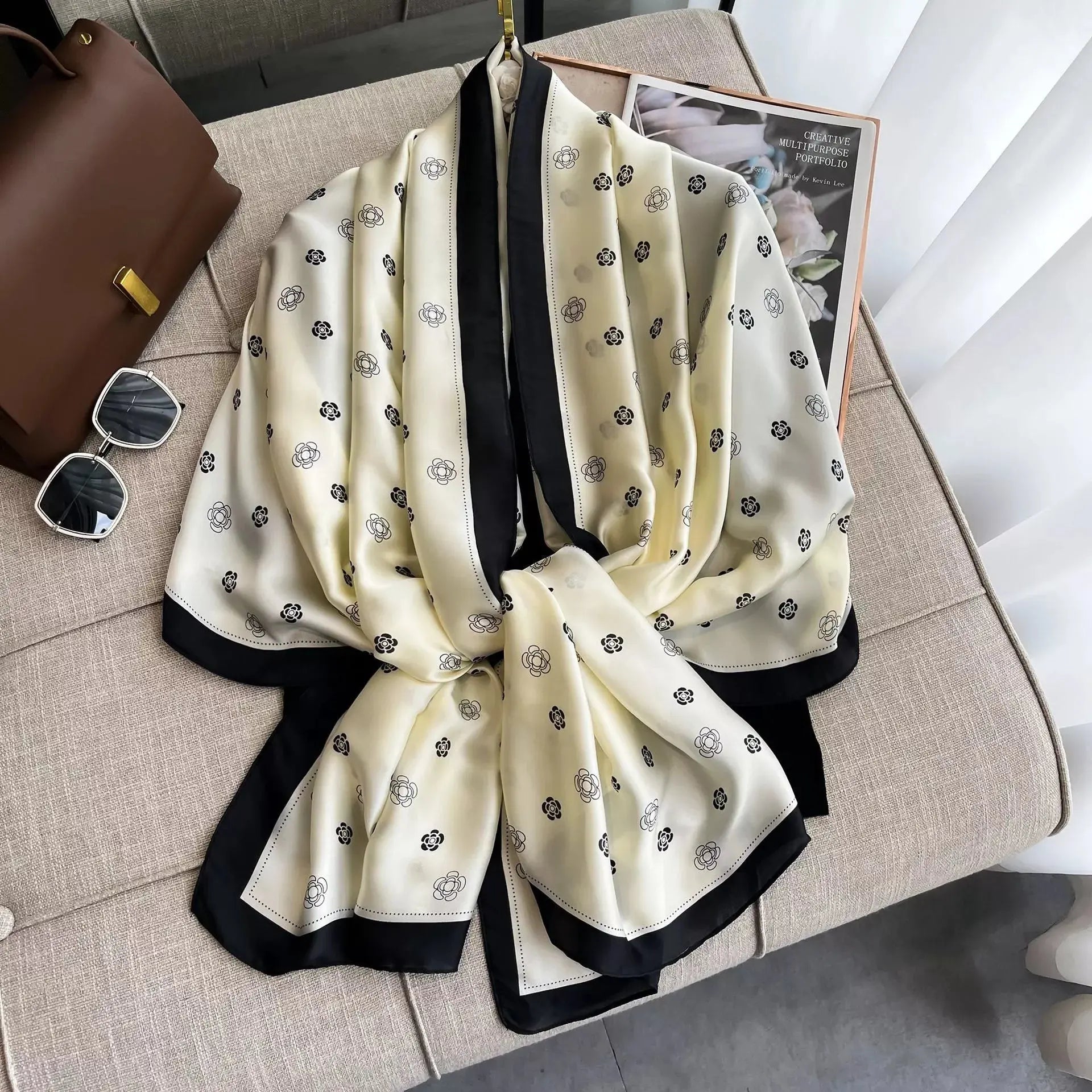 Contrast Trim Scarf Simply Love