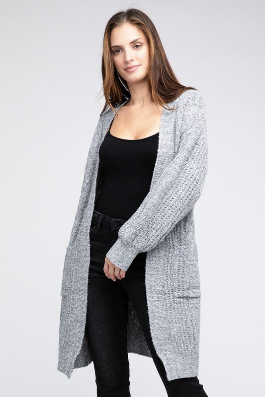 Twist knitted cardigan with pockets