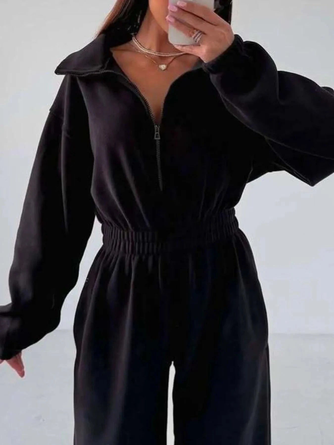 Zip Front Long Sleeve Jumpsuit Coco’s Tee Boutique