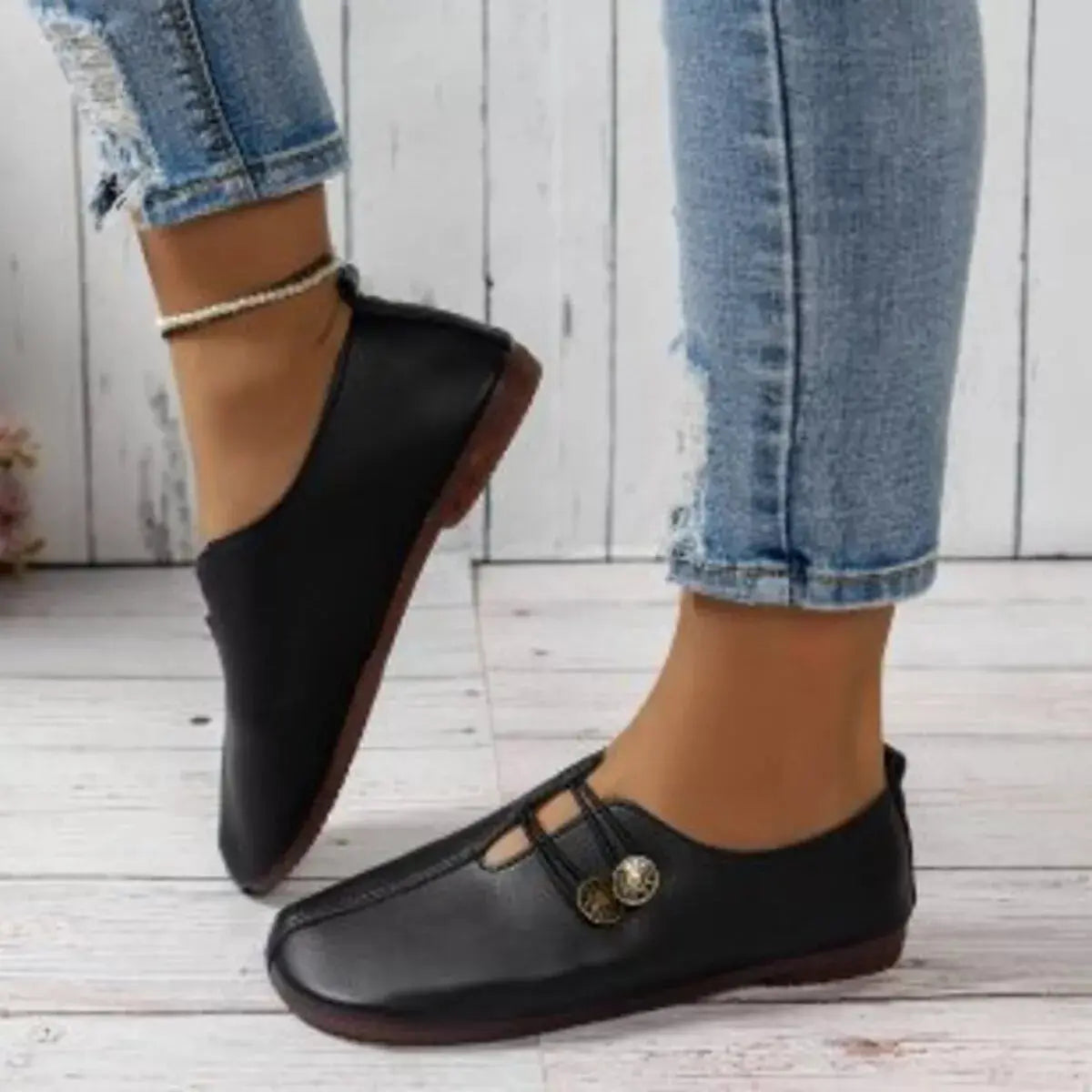 Casual Button Detail Slip-Ons Simply Love