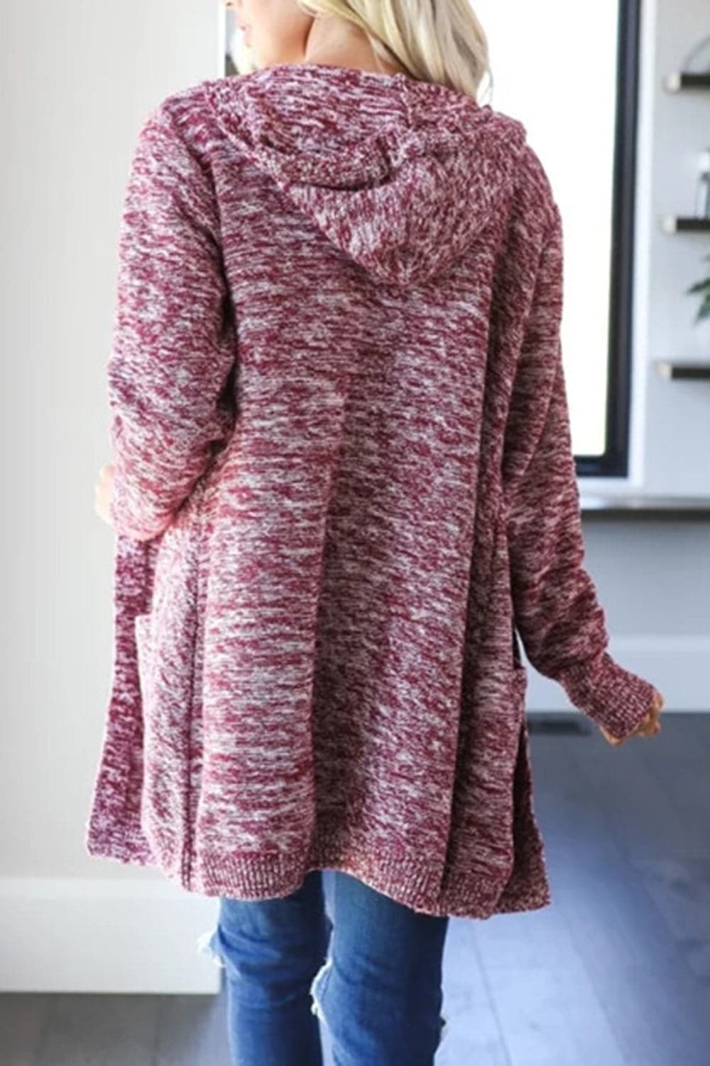 Heathered Open Front Cardigan with Pockets.