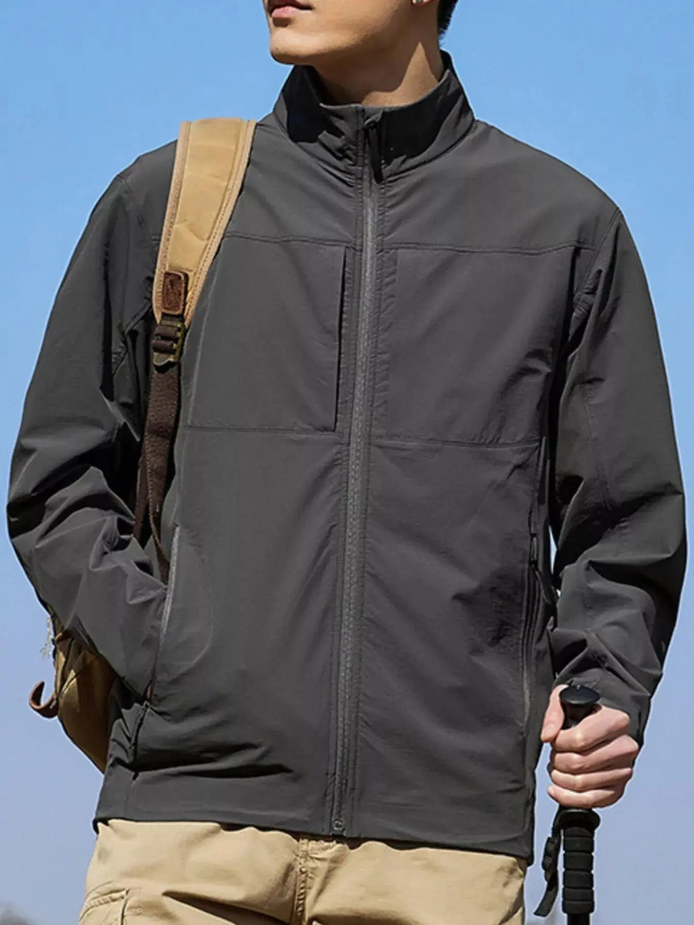 Men's Plus Size Zip Up Lightweight Windproof Outdoor Jacket Simply Love