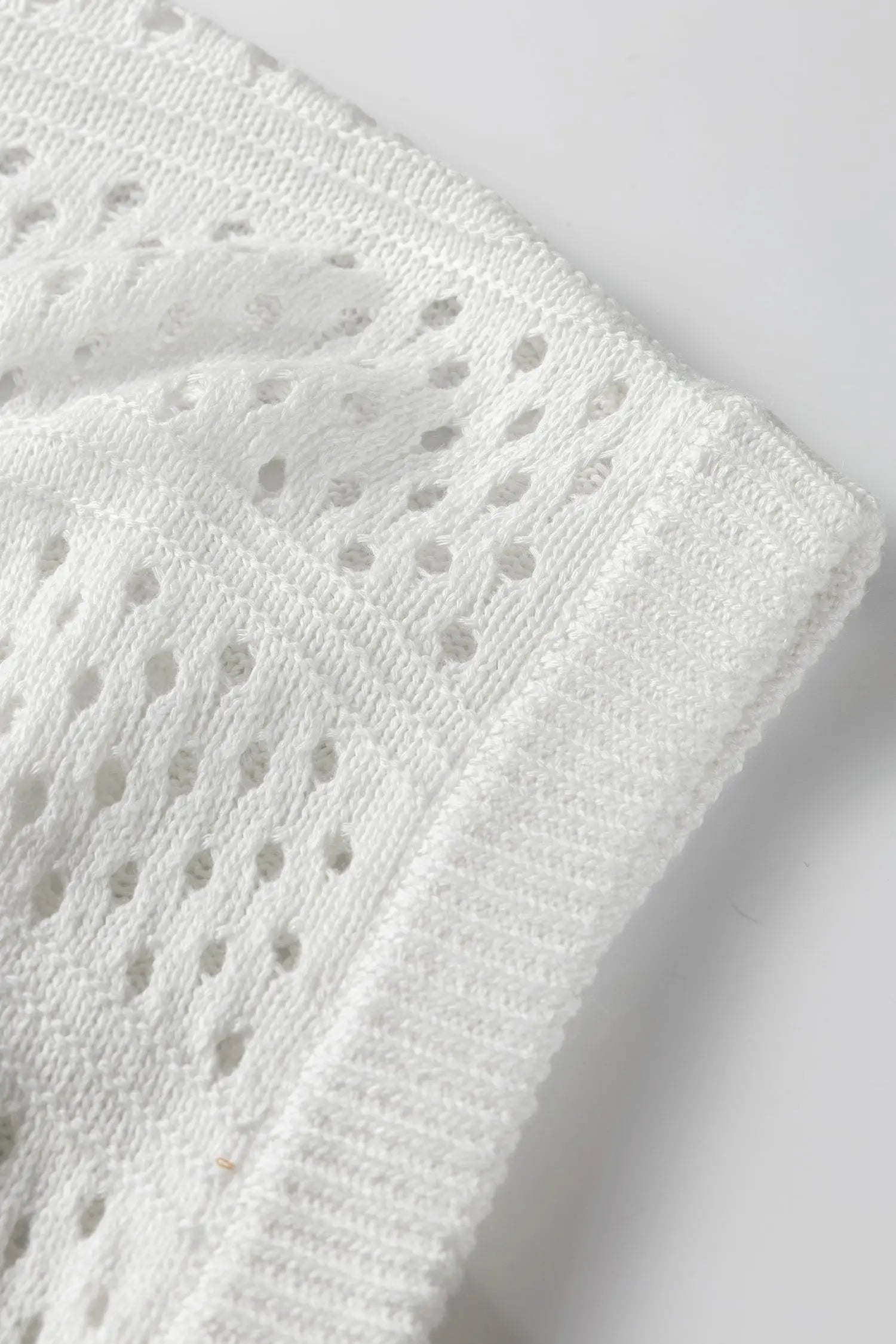 White Hollow Out Knit Dolman Sleeve Sweater Round Neck Dear-Lover Dropshipping