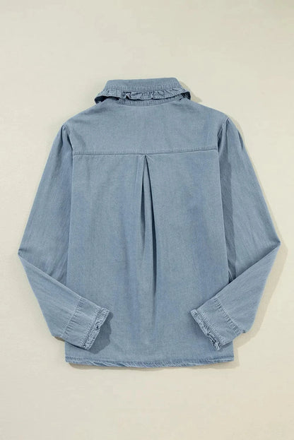 Classic button-up denim shirt with long sleeves