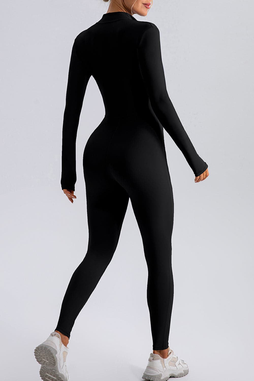 Half Zip Mock Neck Active Jumpsuit.