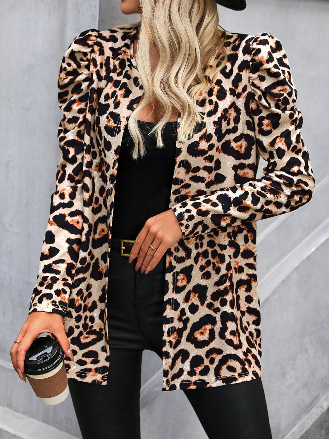 Leopard print open front jacket