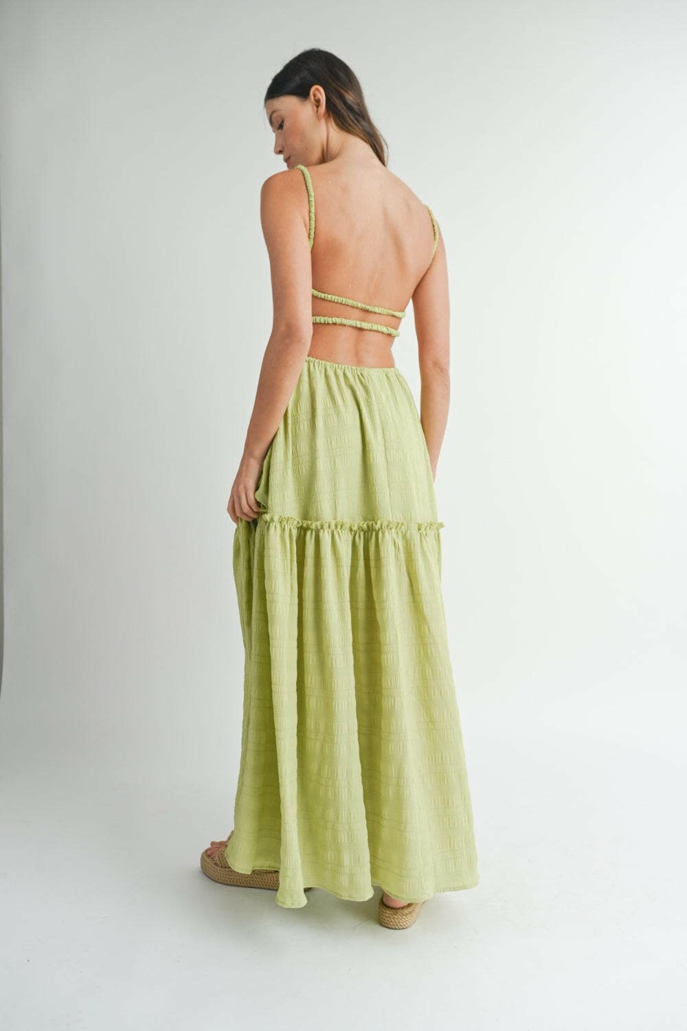 MABLE Cutout Waist Backless Maxi Dress.