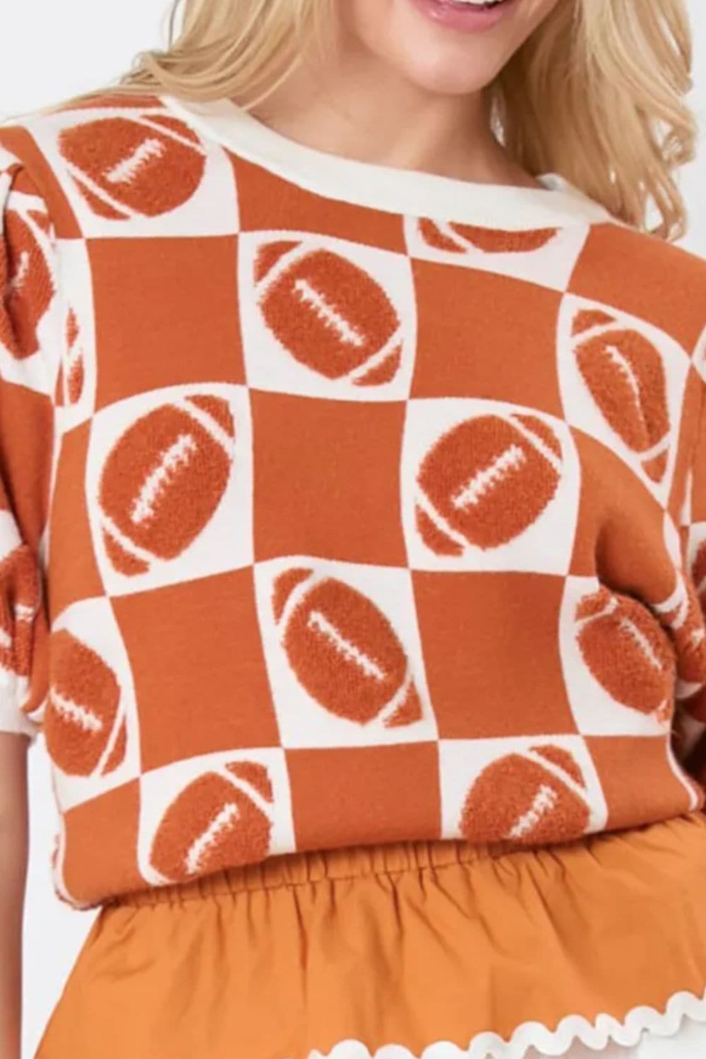 Chic football short sleeve sweater