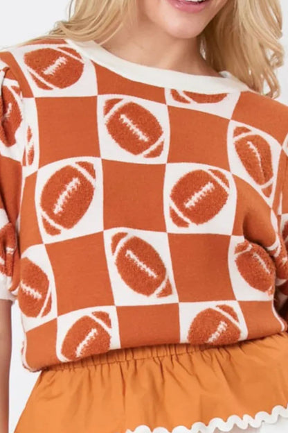 Chic football short sleeve sweater