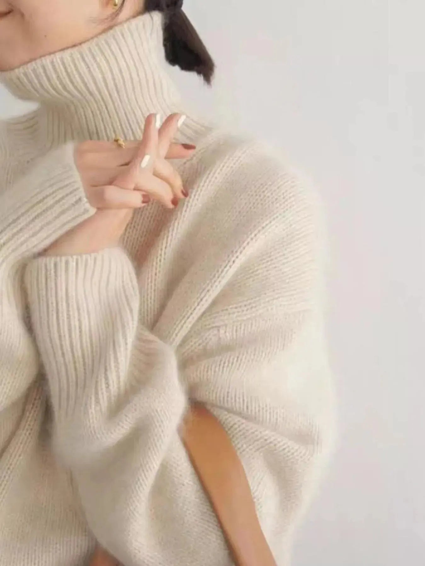 Turtleneck Dropped Shoulder Sweater Simply Love