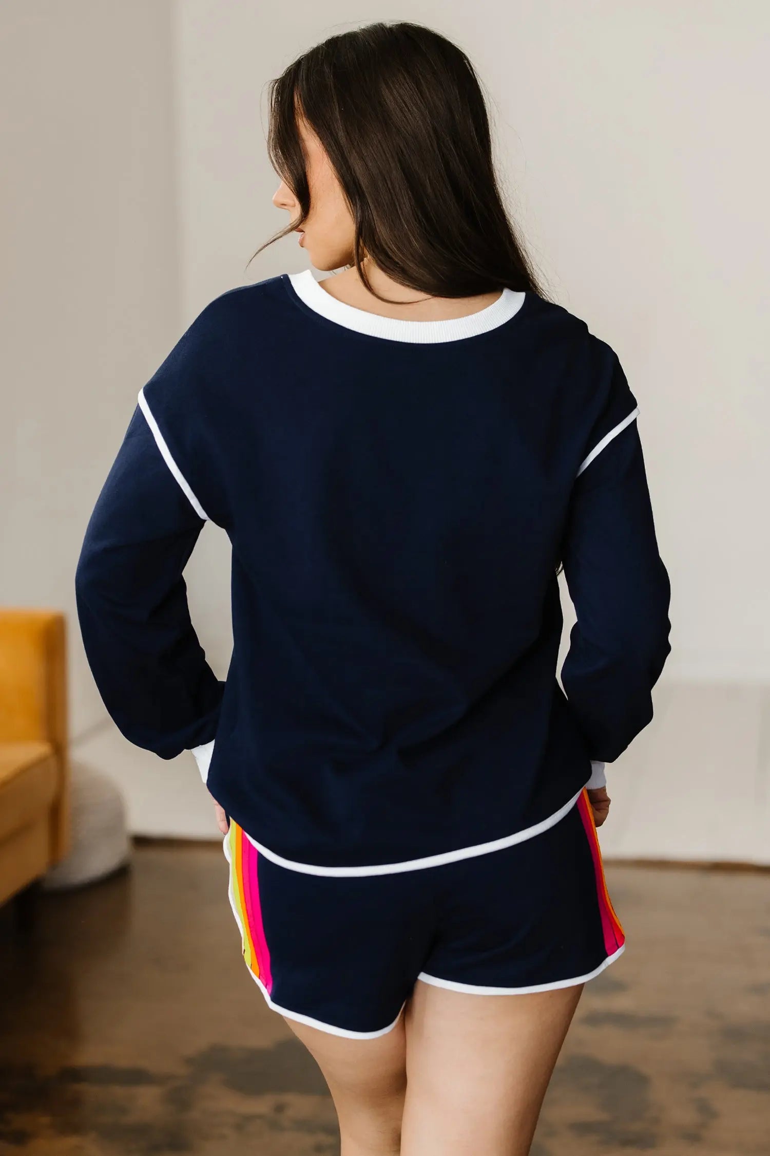 Dear-Lover Striped Varsity Set Women's Loungewear Pullover & Shorts - Casual Fall Style Dear-Lover Dropshipping