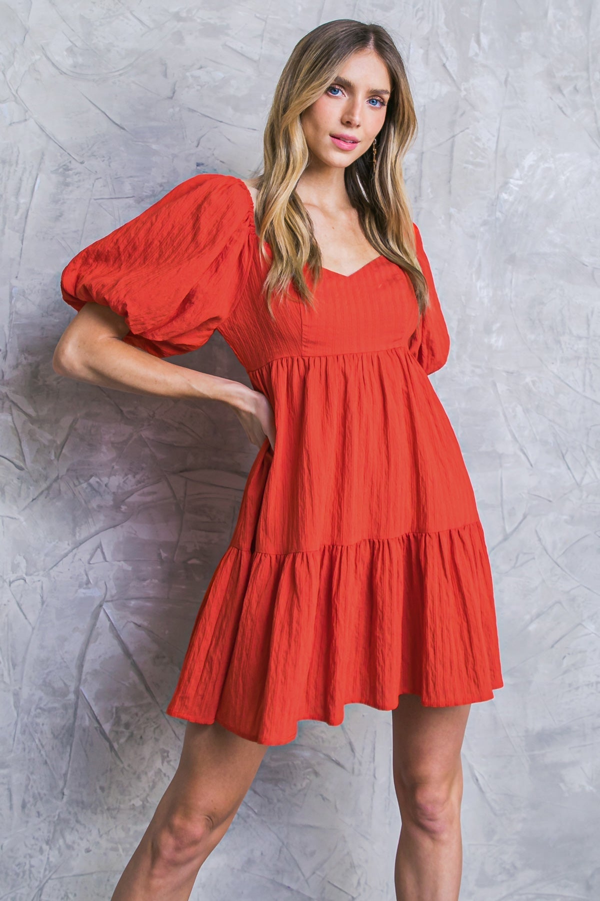 SPONTANEOUS SWEETIE WOVEN MINI DRESS Flying Tomato