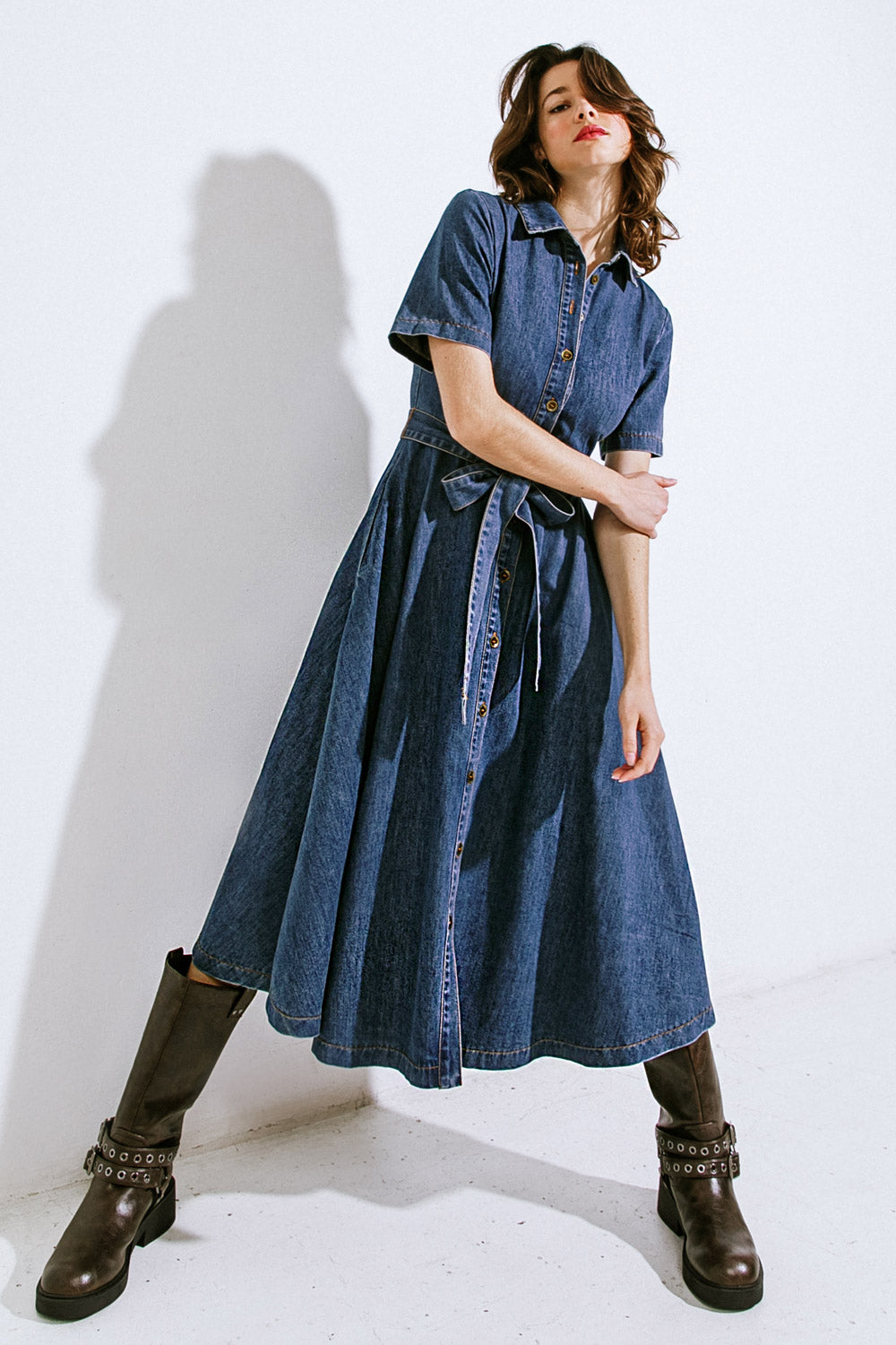 DAY IN THE LIFE DENIM MIDI DRESS Flying Tomato