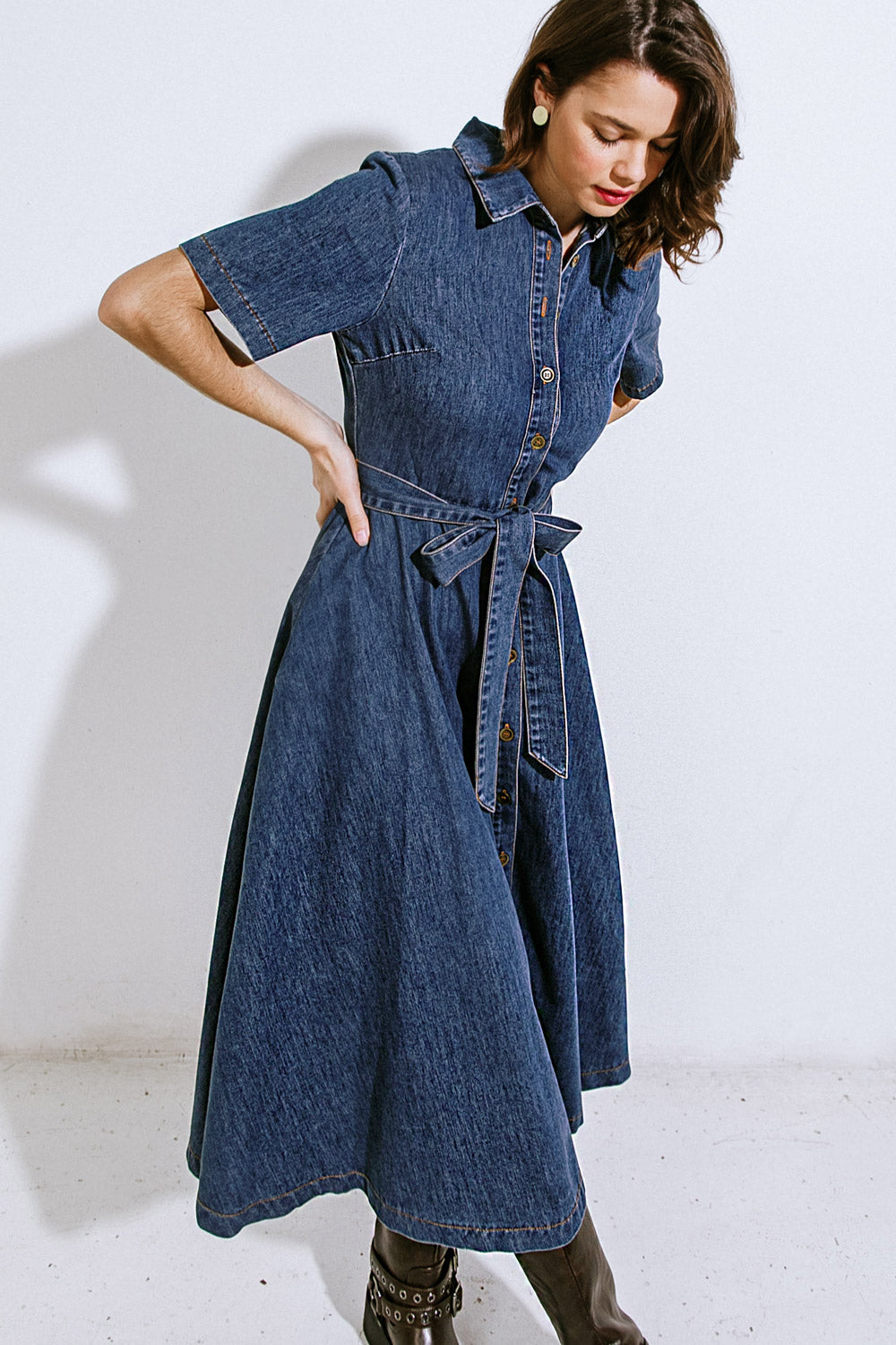 DAY IN THE LIFE DENIM MIDI DRESS Flying Tomato