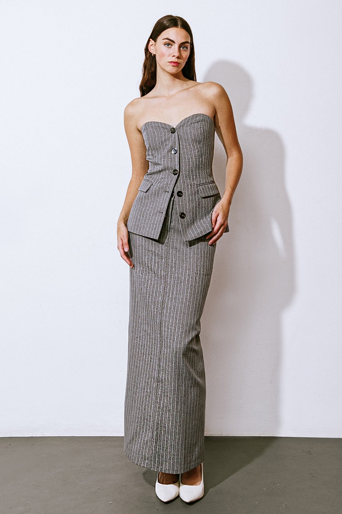 GET TO THE POINT WOVEN MIDI SKIRT Flying Tomato