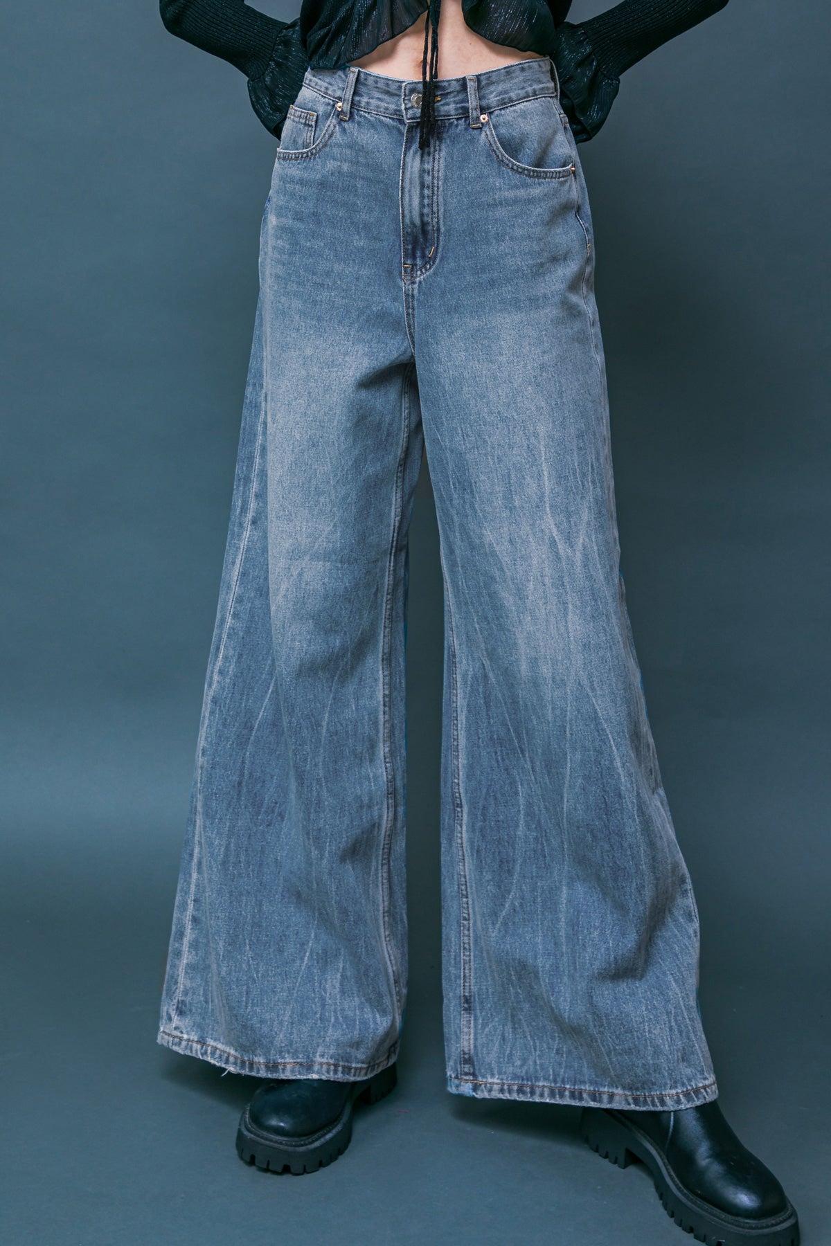 DARING TREND WASHED DENIM PANTS