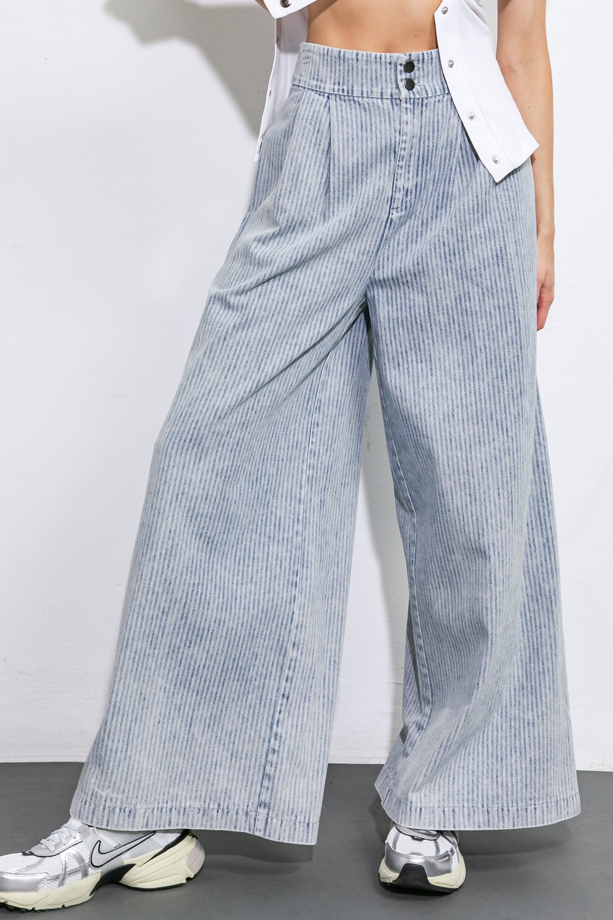 PLAY MY WAY STRIPED DENIM PANTS Flying Tomato
