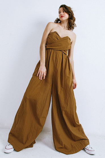 Think About Me Woven Jumpsuit With Sweetheart Neckline