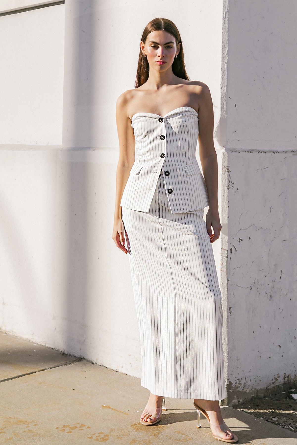 Flying Tomato GET TO THE POINT WOVEN TOP styled as part of a chic outfit, inspiring ideas for a sophisticated look.
