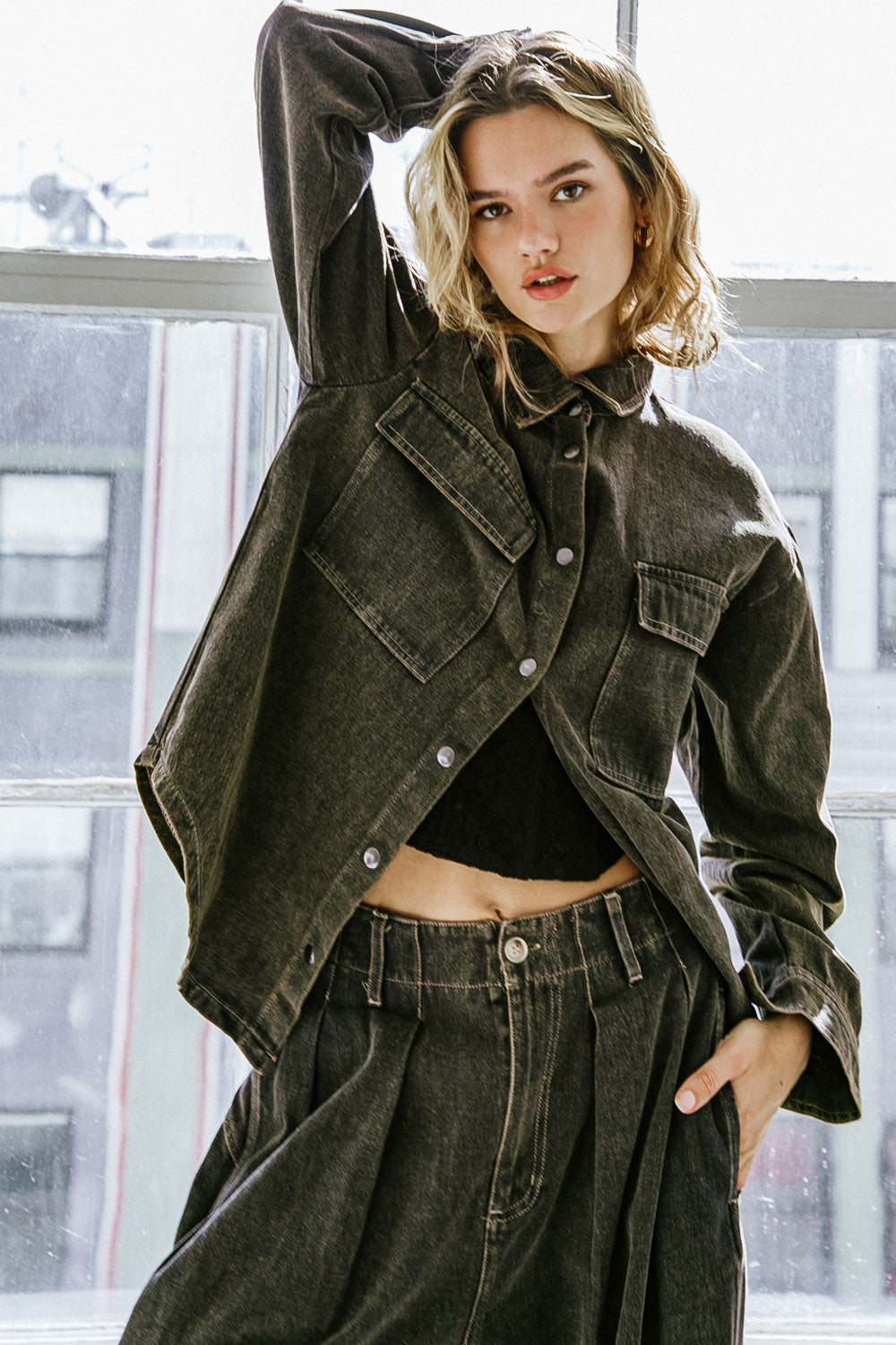 STUCK IN YOUR WAYS DENIM TOP Flying Tomato
