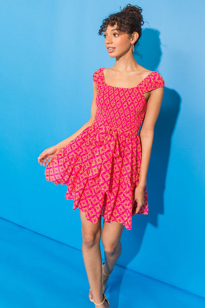 FANCIFUL FEAT WOVEN MINI DRESS