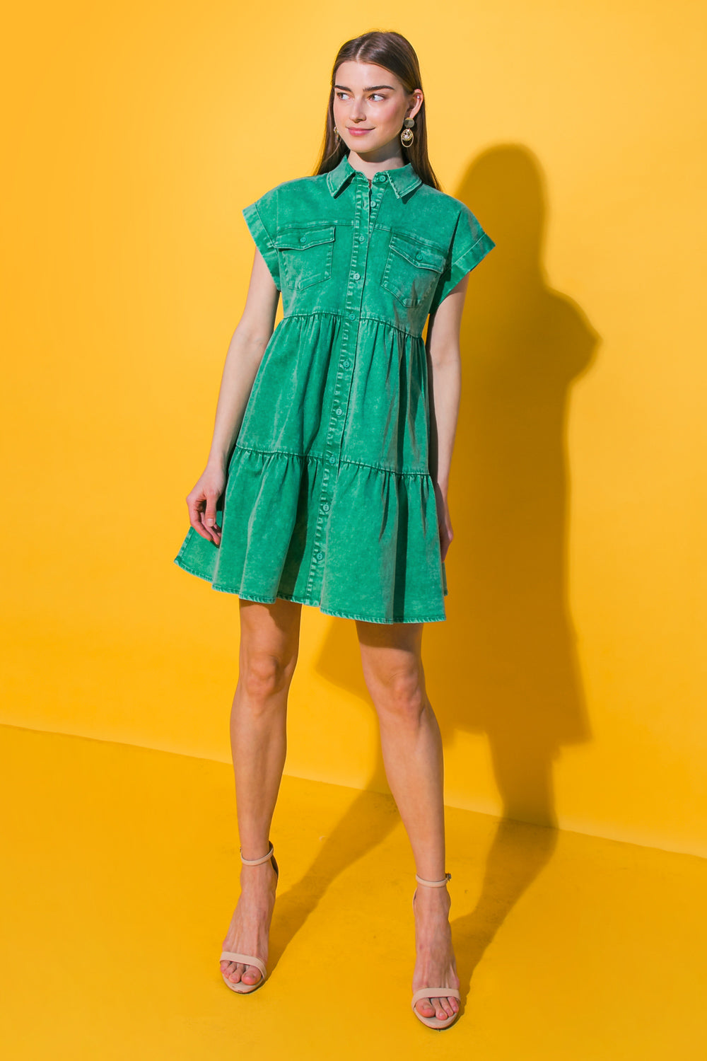 NO DULL MOMENTS DENIM MINI DRESS Flying Tomato