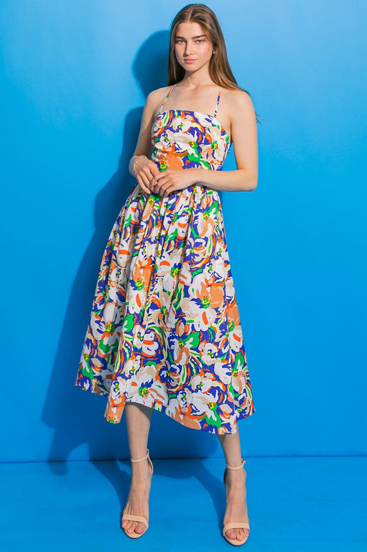 SWING ME AROUND POPLIN MIDI DRESS Flying Tomato
