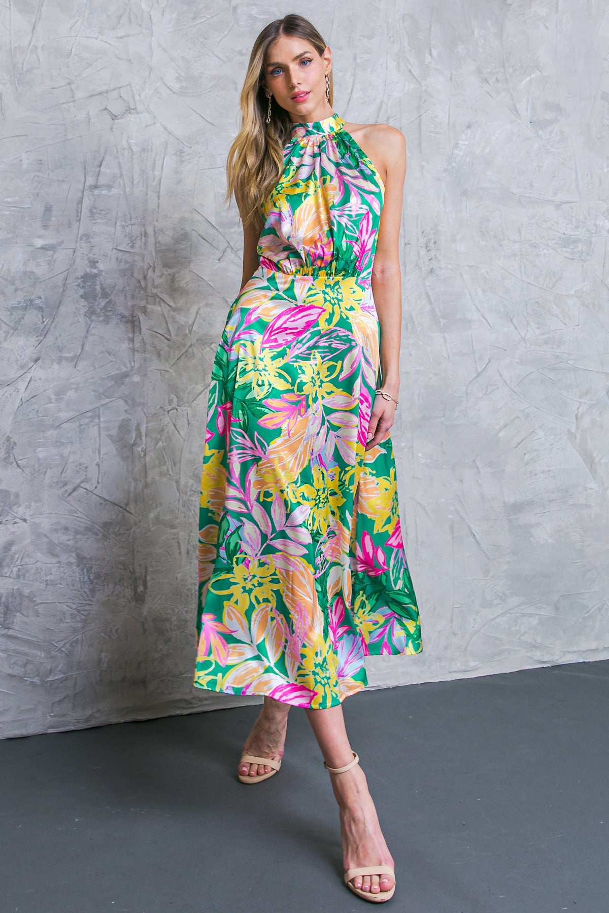 LIFE TO THE FULLEST SATIN MIDI DRESS