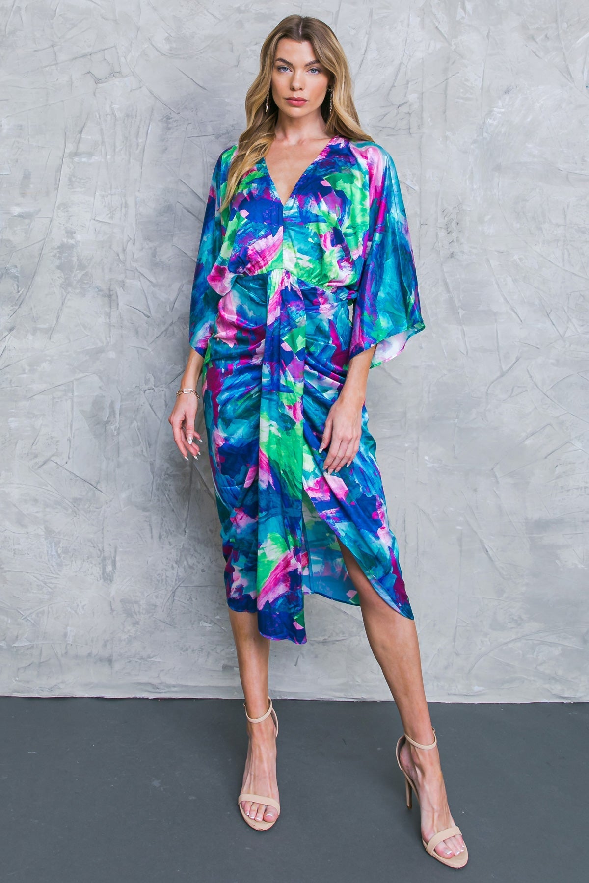 ON THE HORIZON WOVEN SATIN MIDI DRESS Flying Tomato