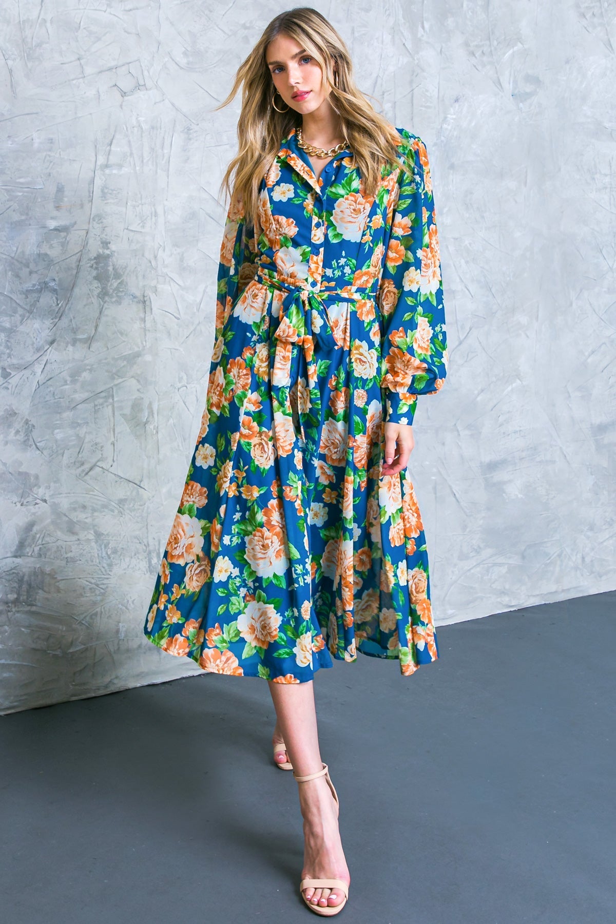 BUBBLY BLISS WOVEN MIDI SHIRT DRESS Flying Tomato