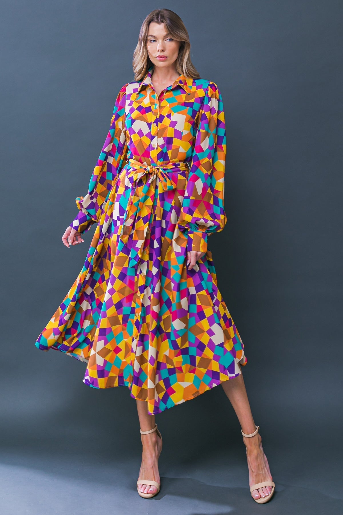 CHANGE IN THE AIR WOVEN MIDI DRESS Flying Tomato