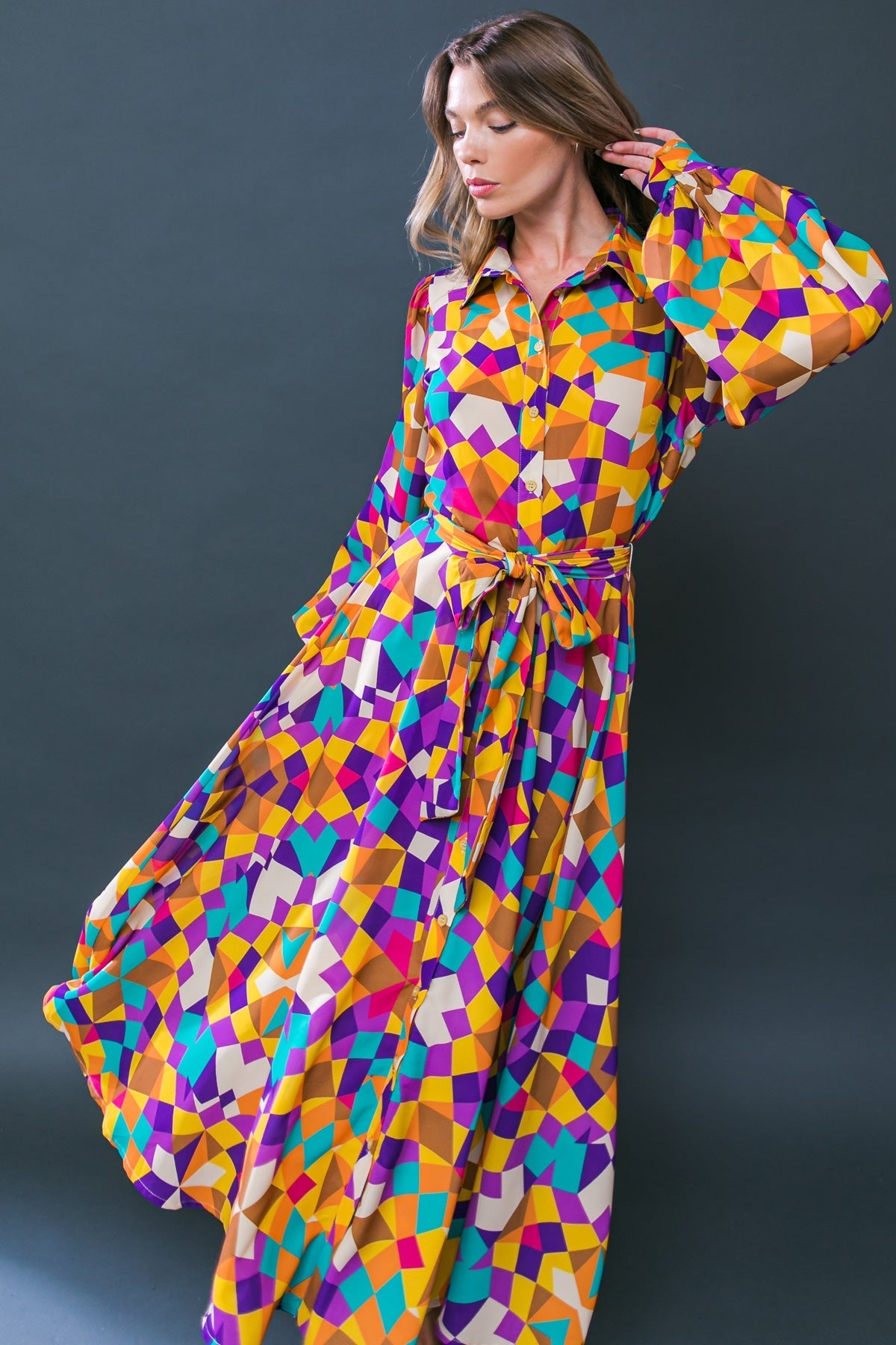 CHANGE IN THE AIR WOVEN MIDI DRESS Flying Tomato