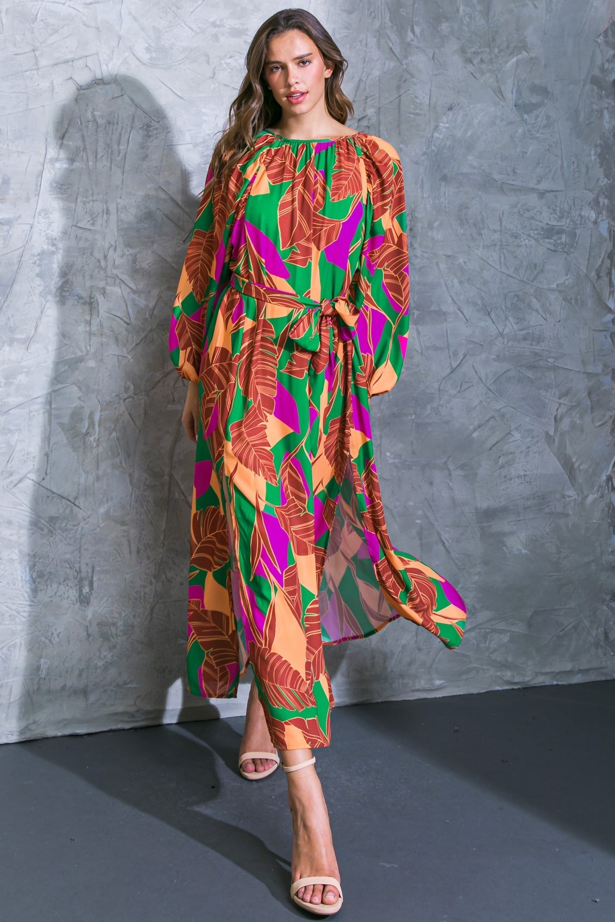 CUE THE CHIC WOVEN MIDI DRESS Flying Tomato