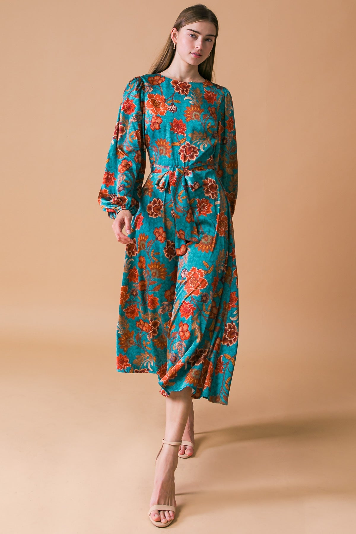 COVERED BY LOVE WOVEN MIDI DRESS