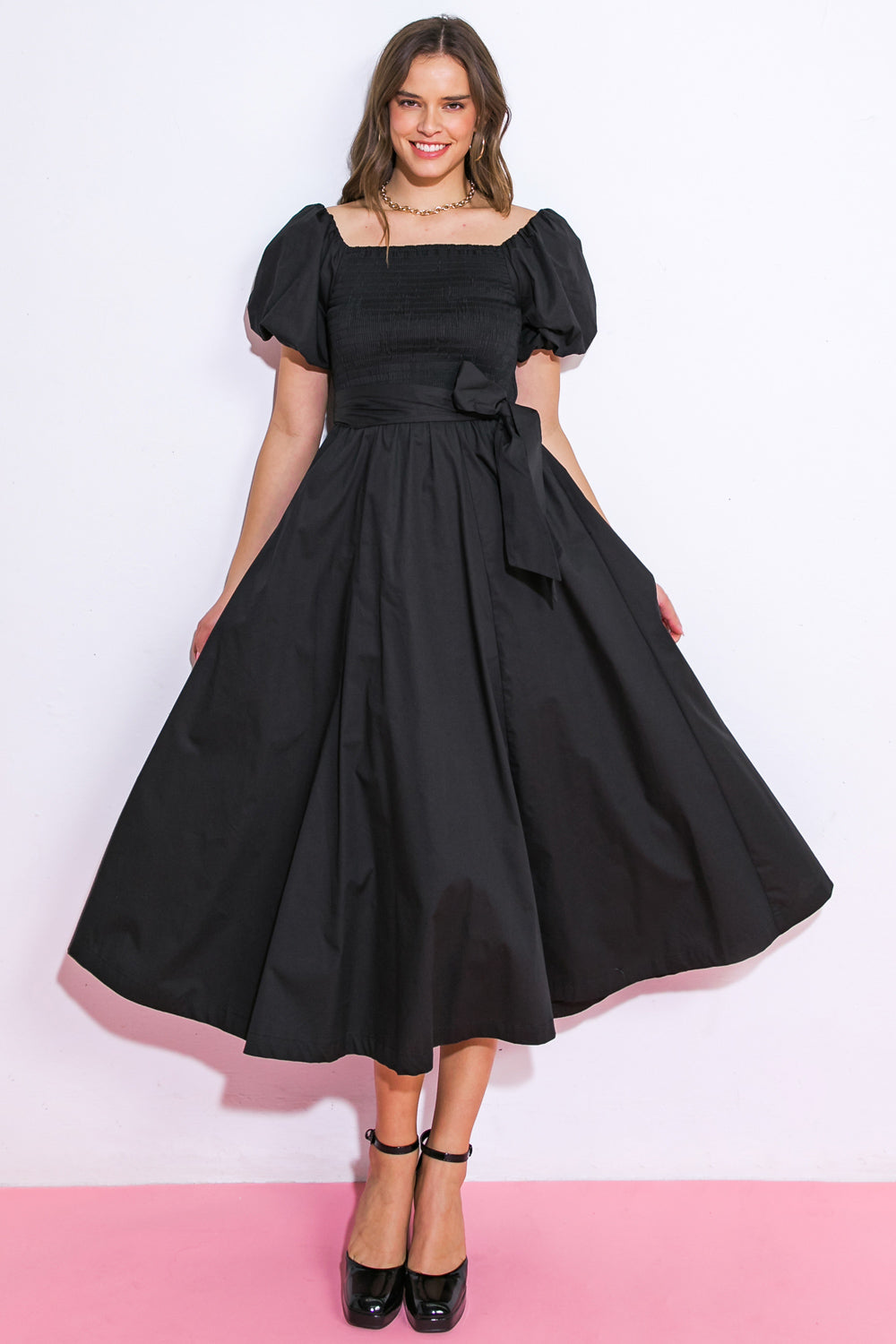 A PEACEFUL PLACE WOVEN MIDI DRESS Flying Tomato