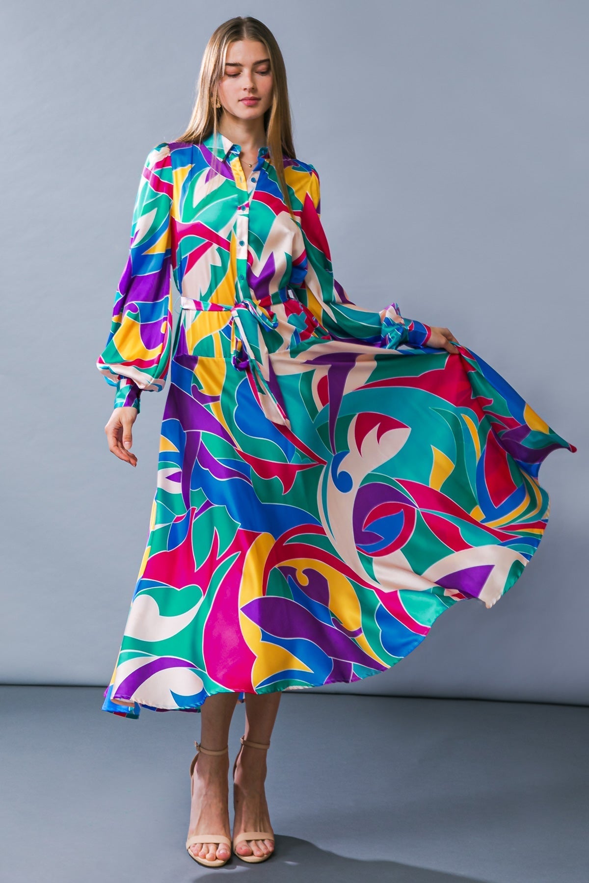 FOCUSED ON PRIORITIES WOVEN MIDI DRESS Flying Tomato