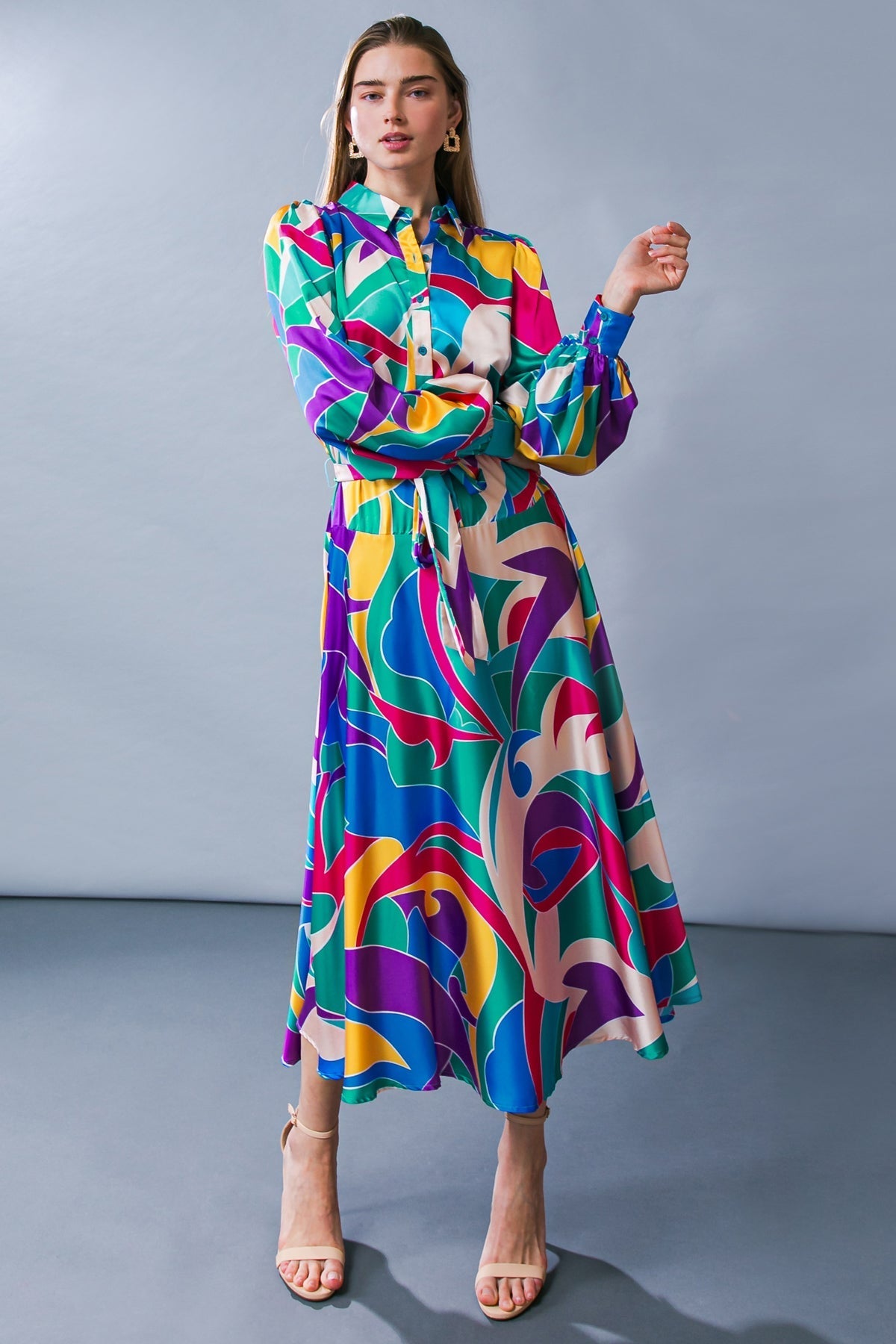 FOCUSED ON PRIORITIES WOVEN MIDI DRESS Flying Tomato