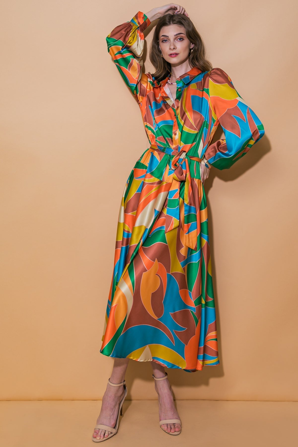 FOCUSED ON PRIORITIES WOVEN MIDI DRESS Flying Tomato