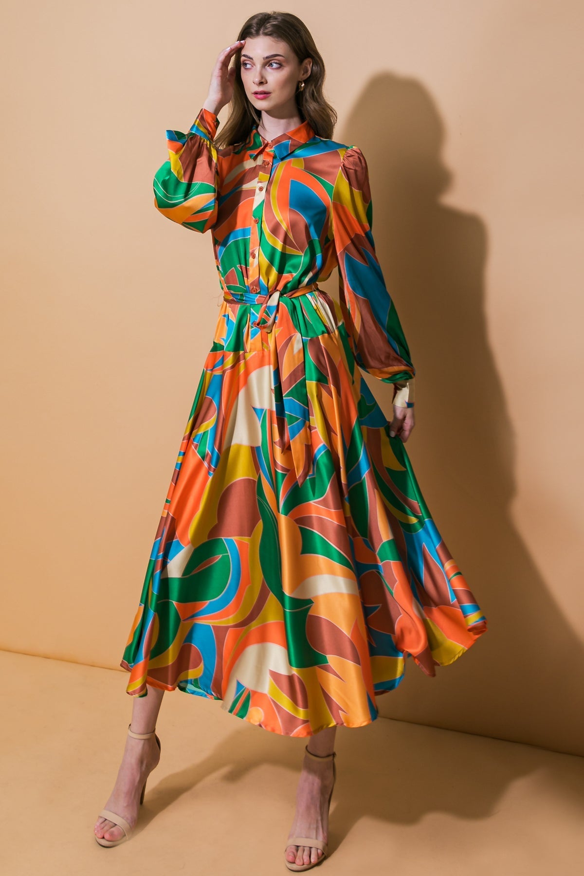 FOCUSED ON PRIORITIES WOVEN MIDI DRESS Flying Tomato