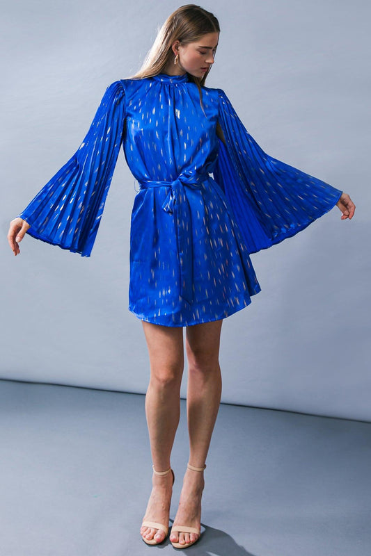 Flying Tomato Mesmerizing Elegance Woven Mini Dress, full front view, showcasing its intricate weave and sophisticated design