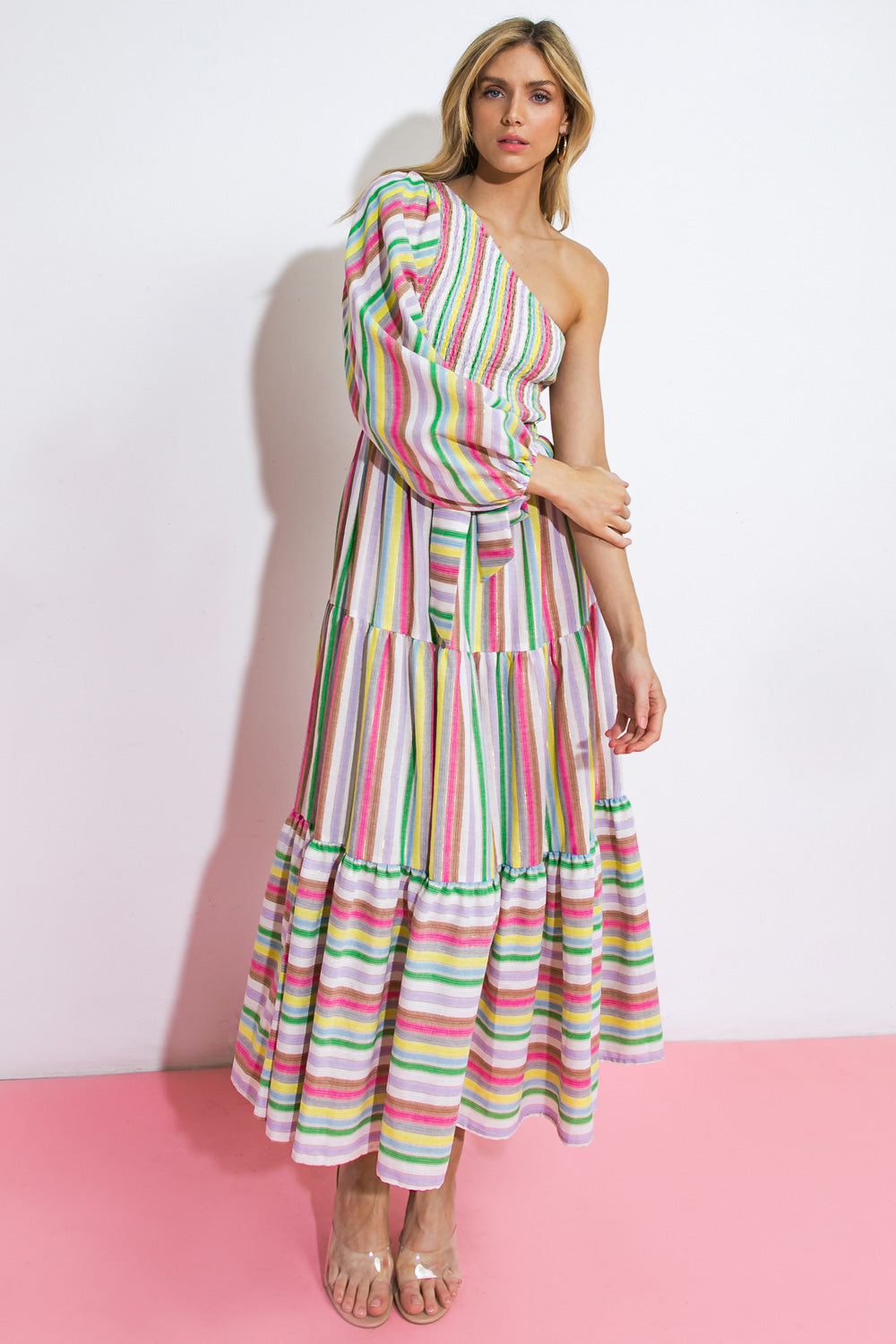 NO MATTER WHERE I GO WOVEN MIDI DRESS Flying Tomato