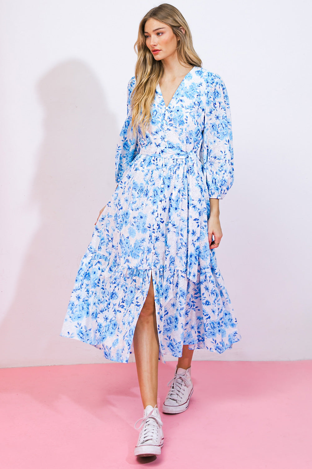 SPECTACULAR MAGIC WOVEN EYELET MIDI DRESS Flying Tomato