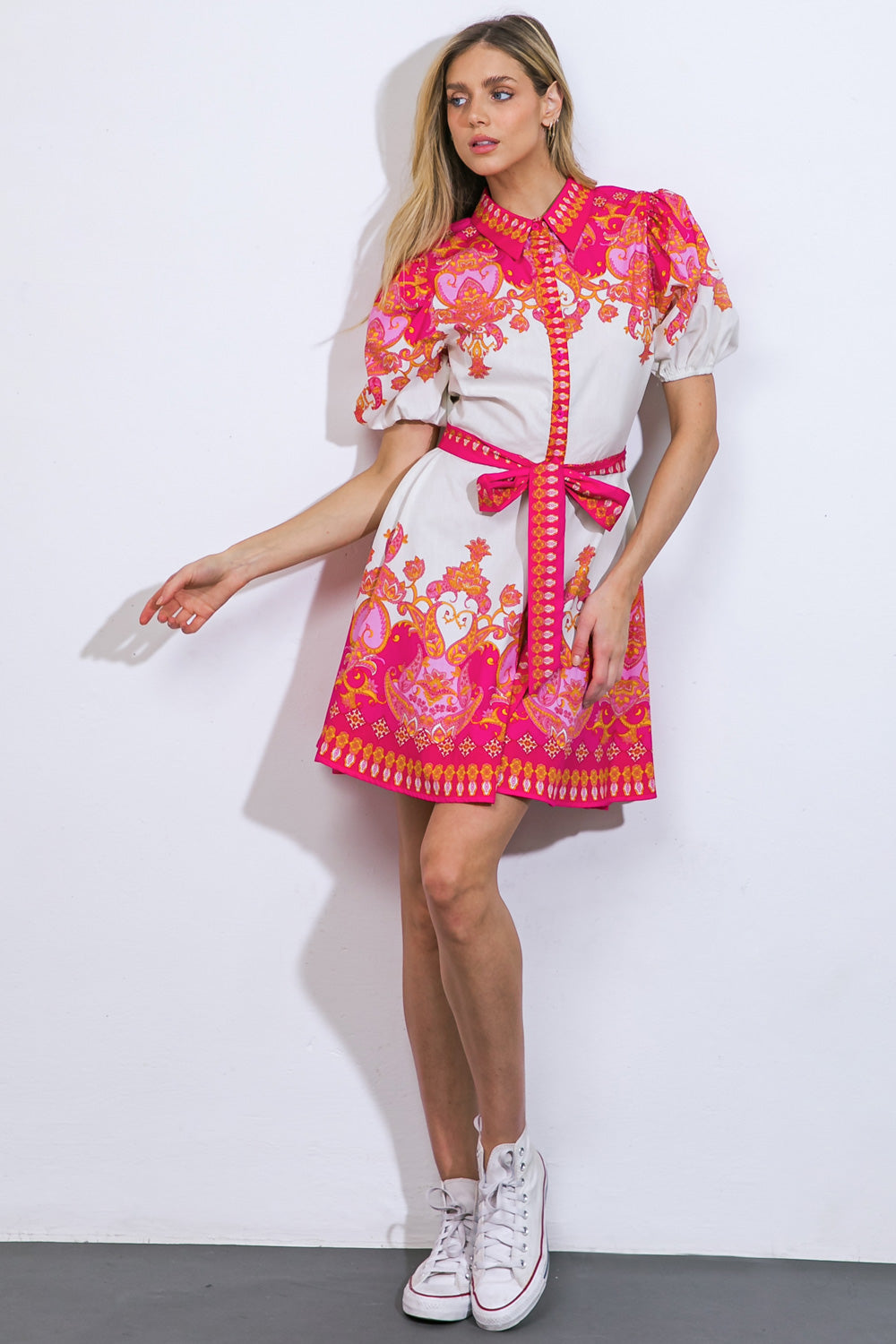 ATTENTION SEEKER WOVEN MINI DRESS Flying Tomato