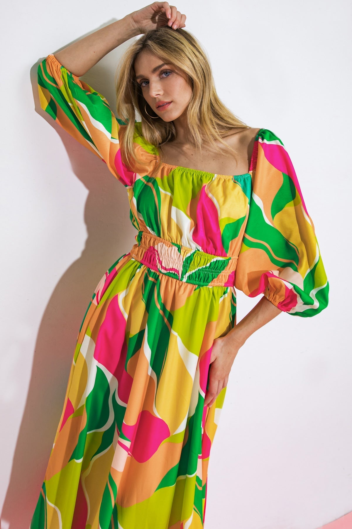 A SECOND THOUGHT WOVEN MIDI DRESS Flying Tomato