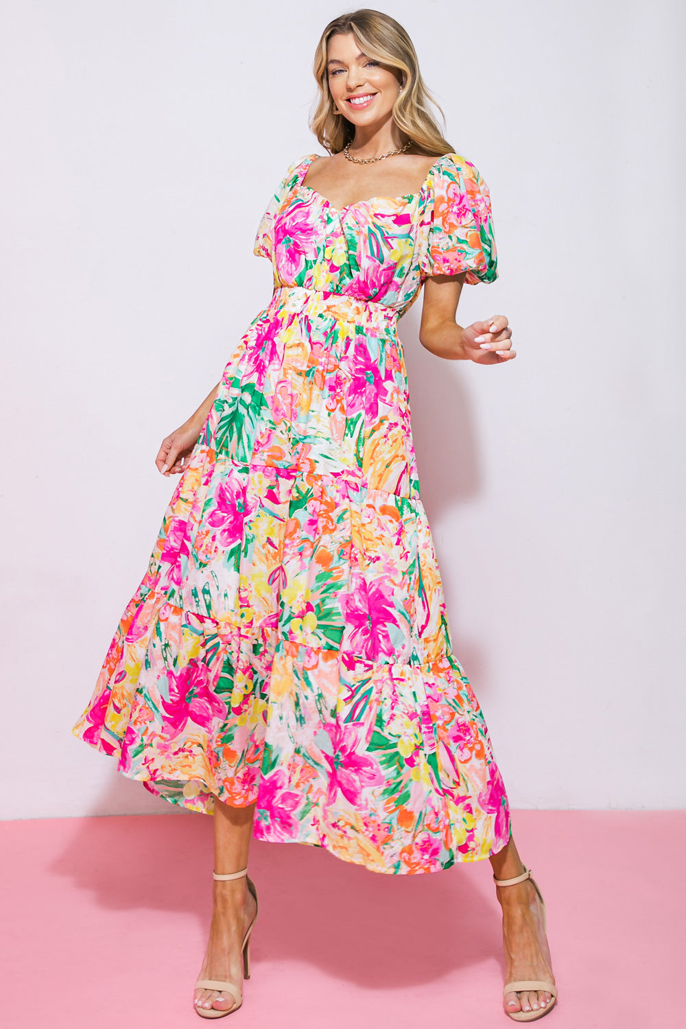 IT STARTS NOW WOVEN MIDI DRESS Flying Tomato