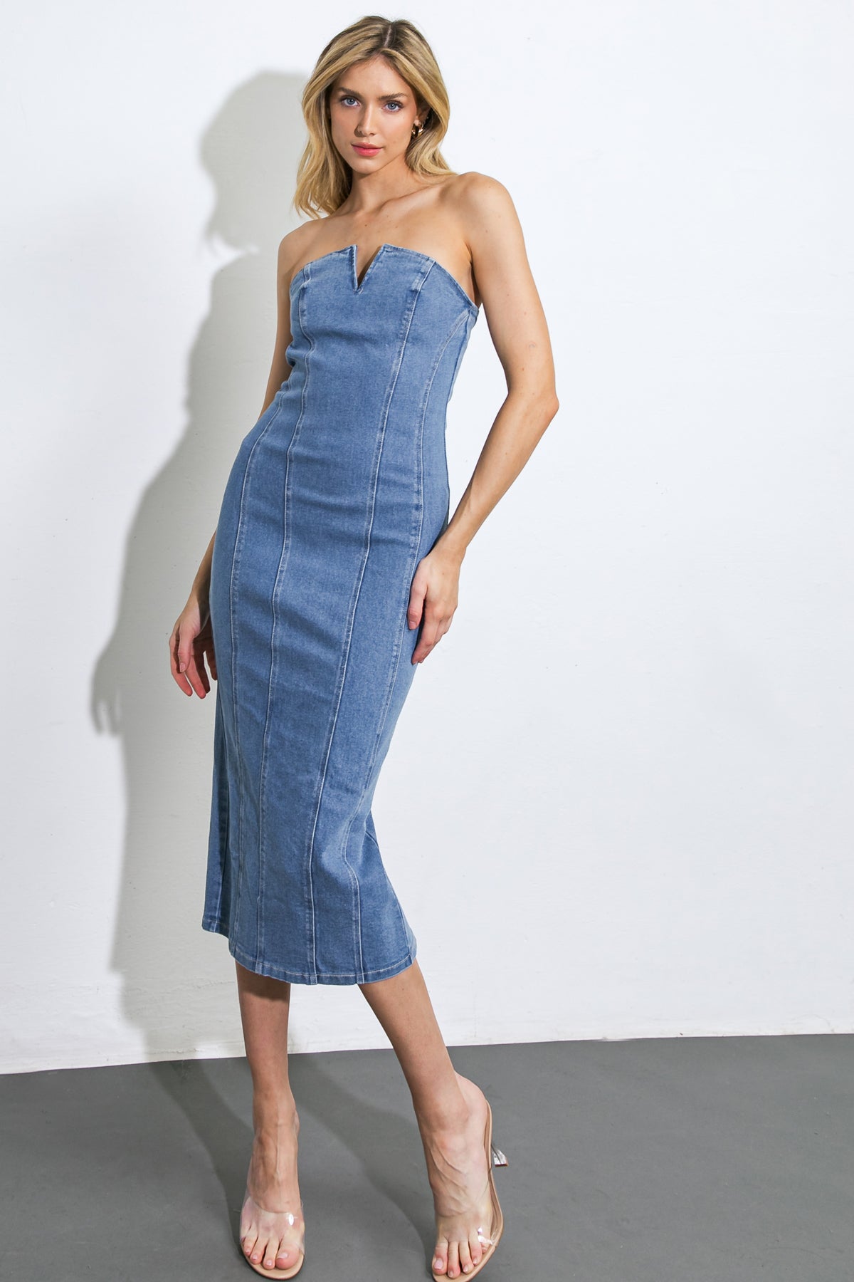 DIVINE DREAM DENIM MIDI DRESS