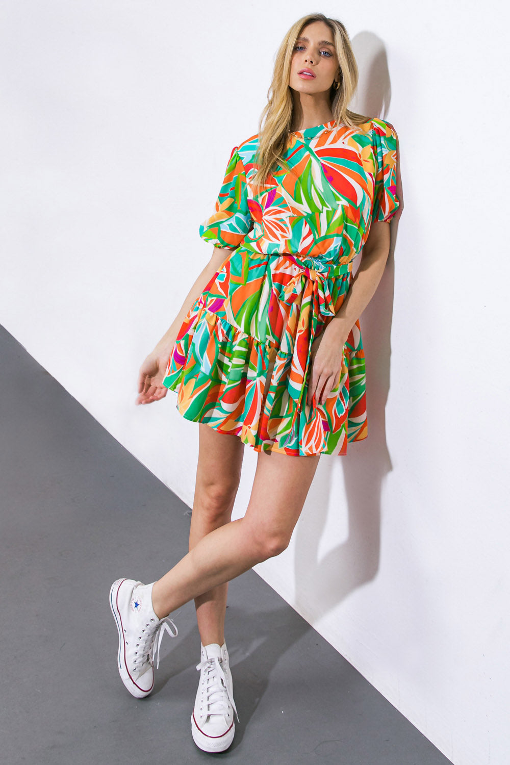 TIME TO START WOVEN MINI DRESS Flying Tomato